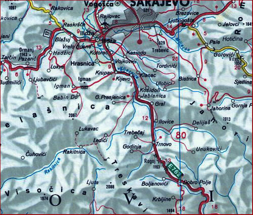 Mapa Trnova i okoline Mapa Trnova i okoline